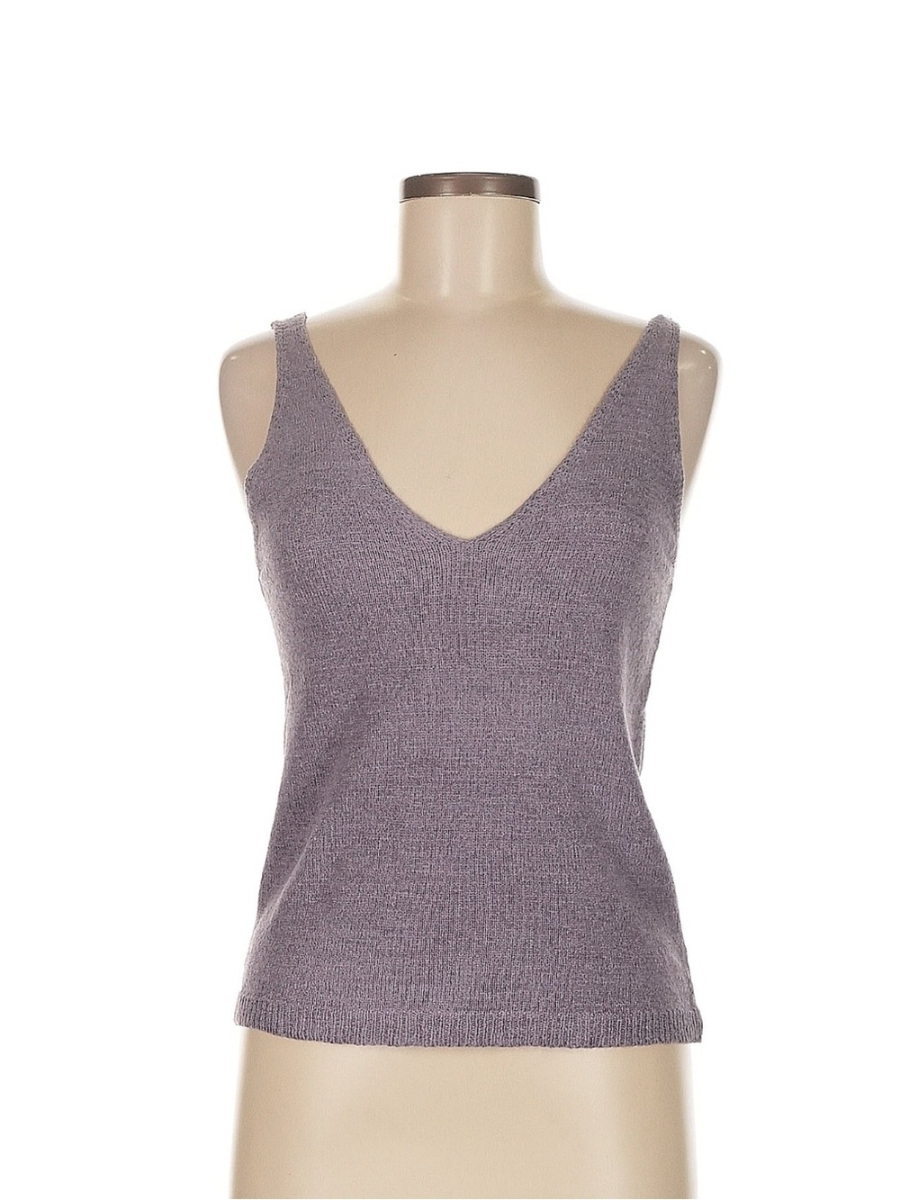 V-Neck Knit Tank Top in Lavender Gray